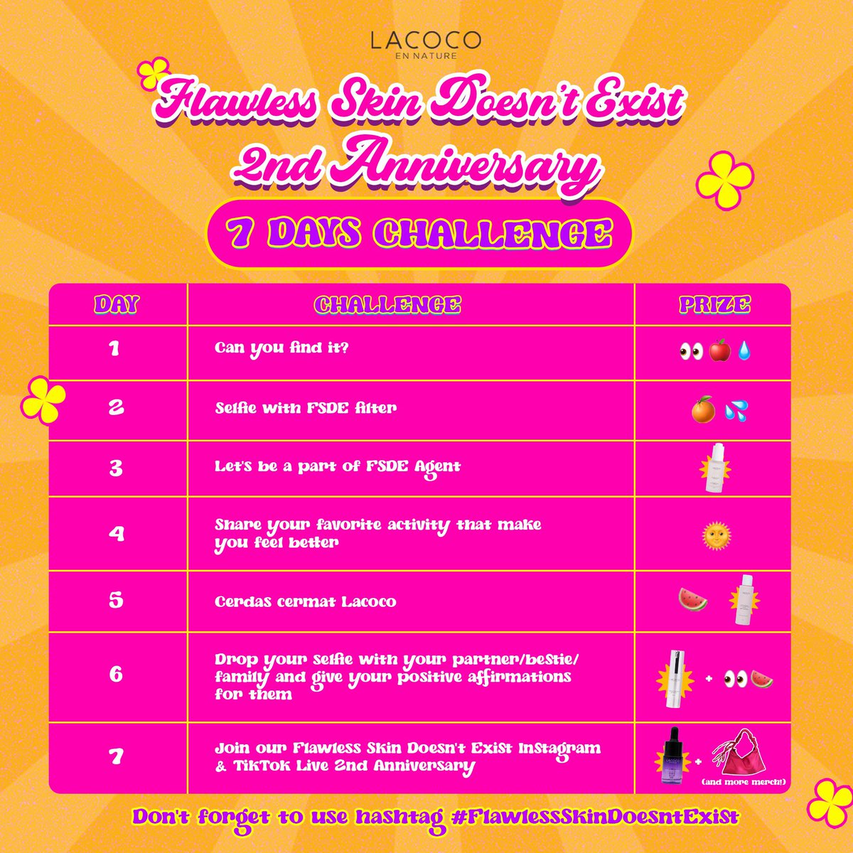 lacoco_id's tweet photo. 🎁 BAGIIN SKINCARE 7 HARI NON STOP 🎁

Makin banyak challenge yg kamu ikuti, makin gede kesempatan kamu bawa skincare sebanyak-banyaknya!

Rules:
✨ Follow @lacoco_id
✨ 🔁 + ❤️ tweet ini
✨ Reply "Lacoco" kalo udah siap ikutan!

Cek tweet selanjutnya ya👇🏻#FlawlessSkinDoesntExist https://t.co/WMCuGAP0O4