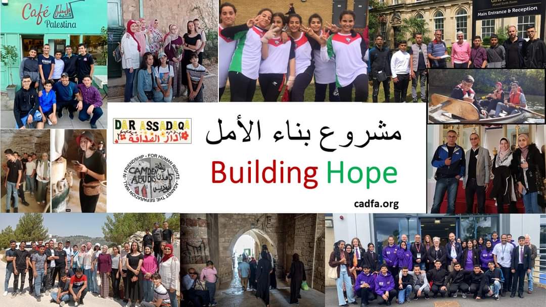 Camden Abu Dis (@camdenabudis) on Twitter photo CADFA's  *BUILDING HOPE* project 
will run youth projects in Palestine and increase the number of visits from Palestine to the UK to talk about the human rights situation in Palestine. Could you help, fundraise or sponsor?  Look out for UK project launches in October. CADFA's  *BUILDING HOPE* project 
will run youth projects in Palestine and increase the number of visits from Palestine to the UK to talk about the human rights situation in Palestine. Could you help, fundraise or sponsor?  Look out for UK project launches in October.