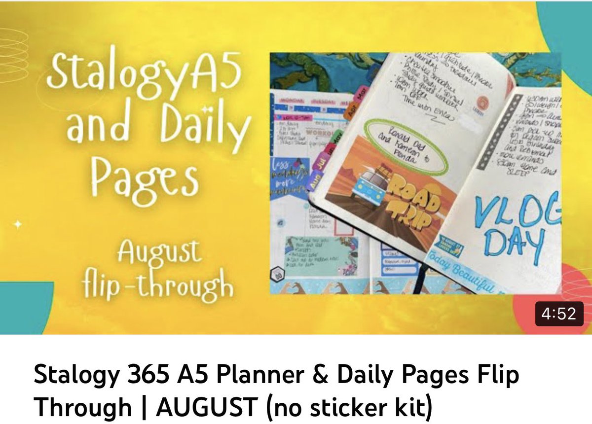 BarbaraOliver03's tweet photo. Stalogy 365 A5 Planner &amp; Daily Pages Flip Through | AUGUST (no sticker kit) https://t.co/hTF708nJas via @YouTube https://t.co/7neEFlpnTC