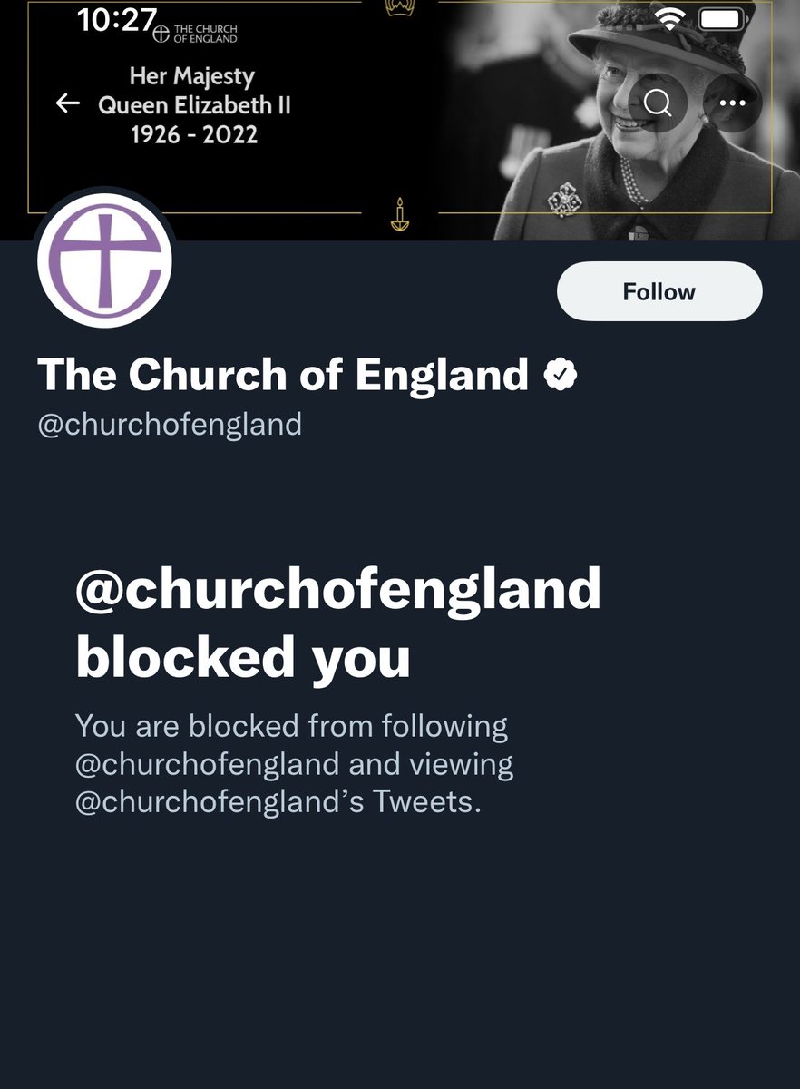 So this guy tweeted this 👇and the CofE blocked him. I think whoever runs their Twitter account should a) read the gospels, b) be sacked.