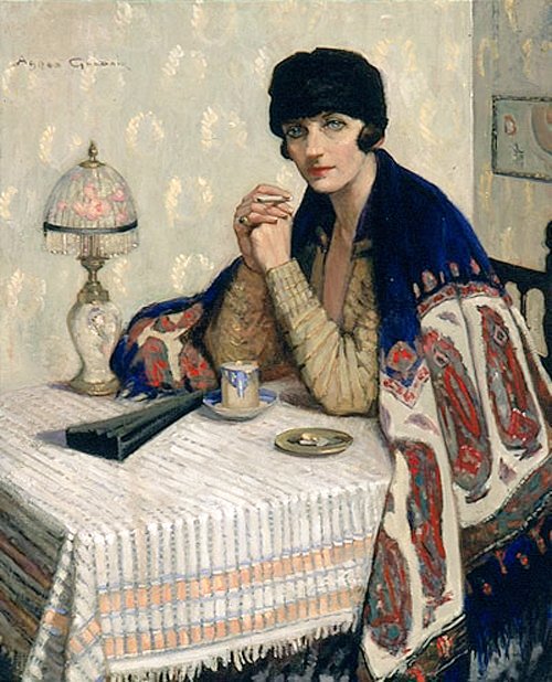 womensart1's tweet photo. Australian artist Agnes Goodsir, Girl with Cigarette, 1925 #WomensArt https://t.co/eU8wVb19wL