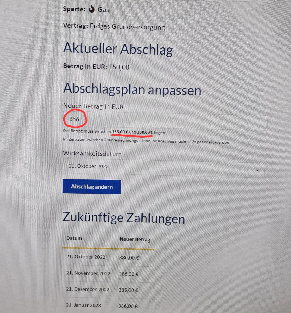 Smoghul_LP's tweet photo. Wollen uns die Stadtwerke schon von Anfang an verarschen? Und weil wir Anfang des Jahres gegen gesteuert haben, und unsere 2x mal aufgebraucht haben, müssen wir das jetzt akzeptieren? Anruf ink!
#Energiekrise #Gaspreis #stadtwerke https://t.co/cdDEWrME1n