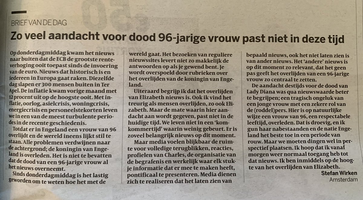 markduursma's tweet photo. @jellebc 12 pagina’s in @volkskrant vandaag, plus deze ingezonden brief https://t.co/1Z4FpHHkaB