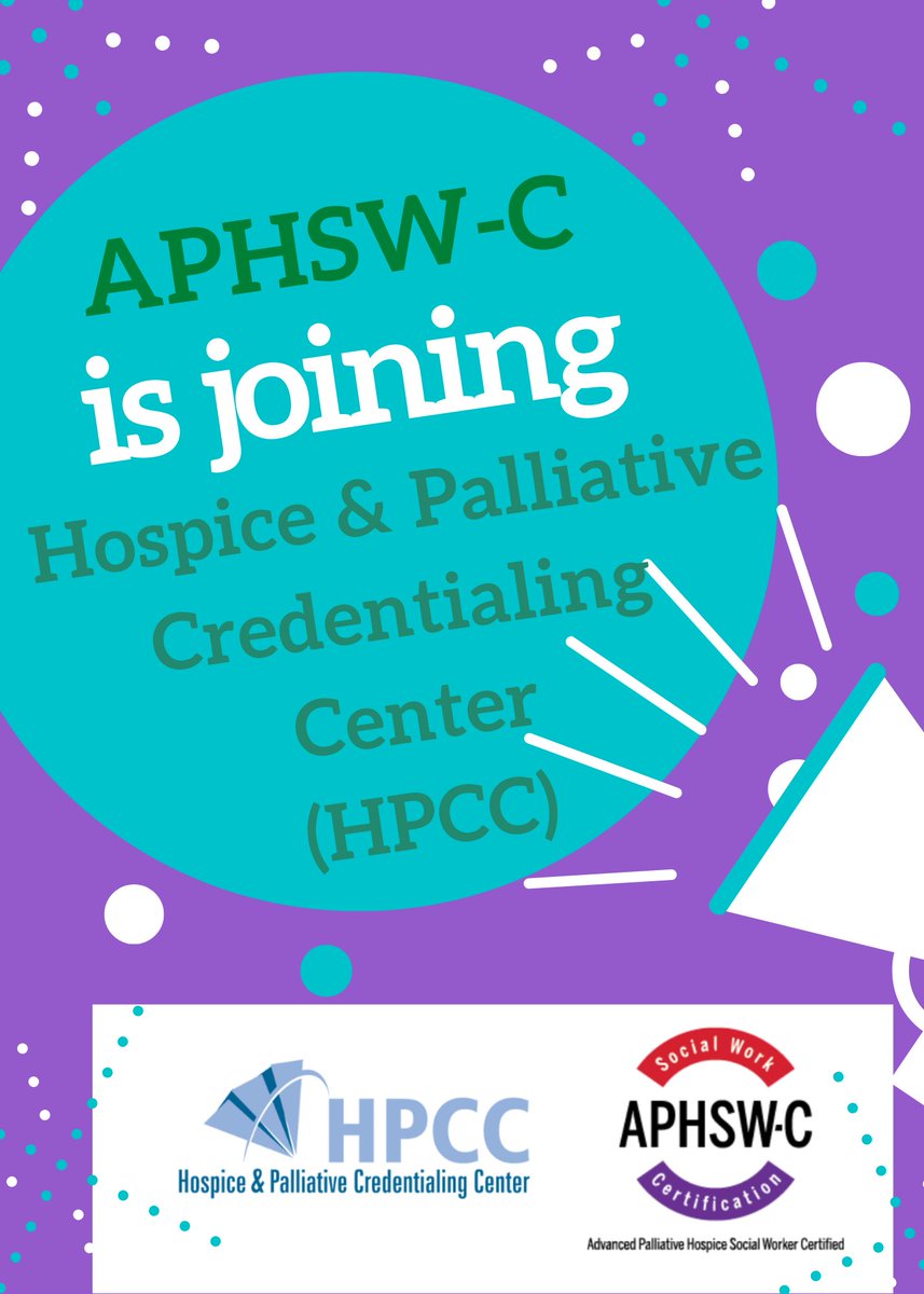 Great News!!!  The APHSW-C  Board of Directors is excited to announce the transition of the APHSW-C program to the Hospice and Palliative Credentialing Center (HPCC). The APHSW-C will join the five hospice &amp; palliative care programs within the HPCC certification portfolio.