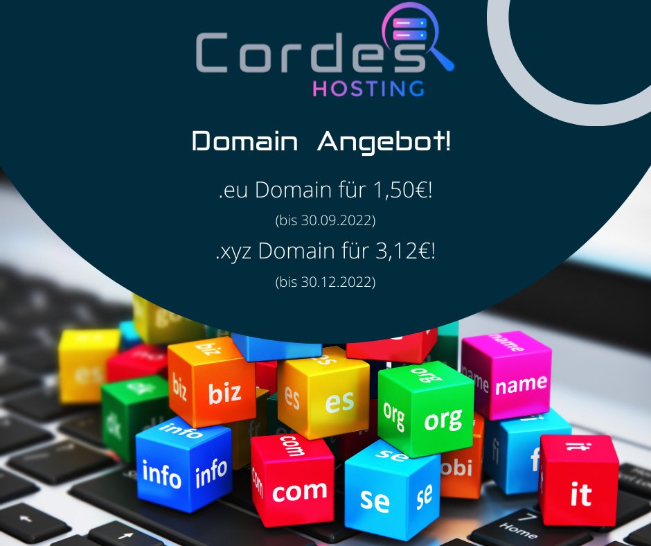 CordesHosting's tweet photo. Domain Aktion!
#cordeshosting #vserver #cloudserver #domains #webspace #mysql #sql #storage #cloud #memory #cpu #hdd #ssd #teamspeak #ts3 #ts3server #teamspeakserver #domainoffer #offer https://t.co/vzDoObw9SA