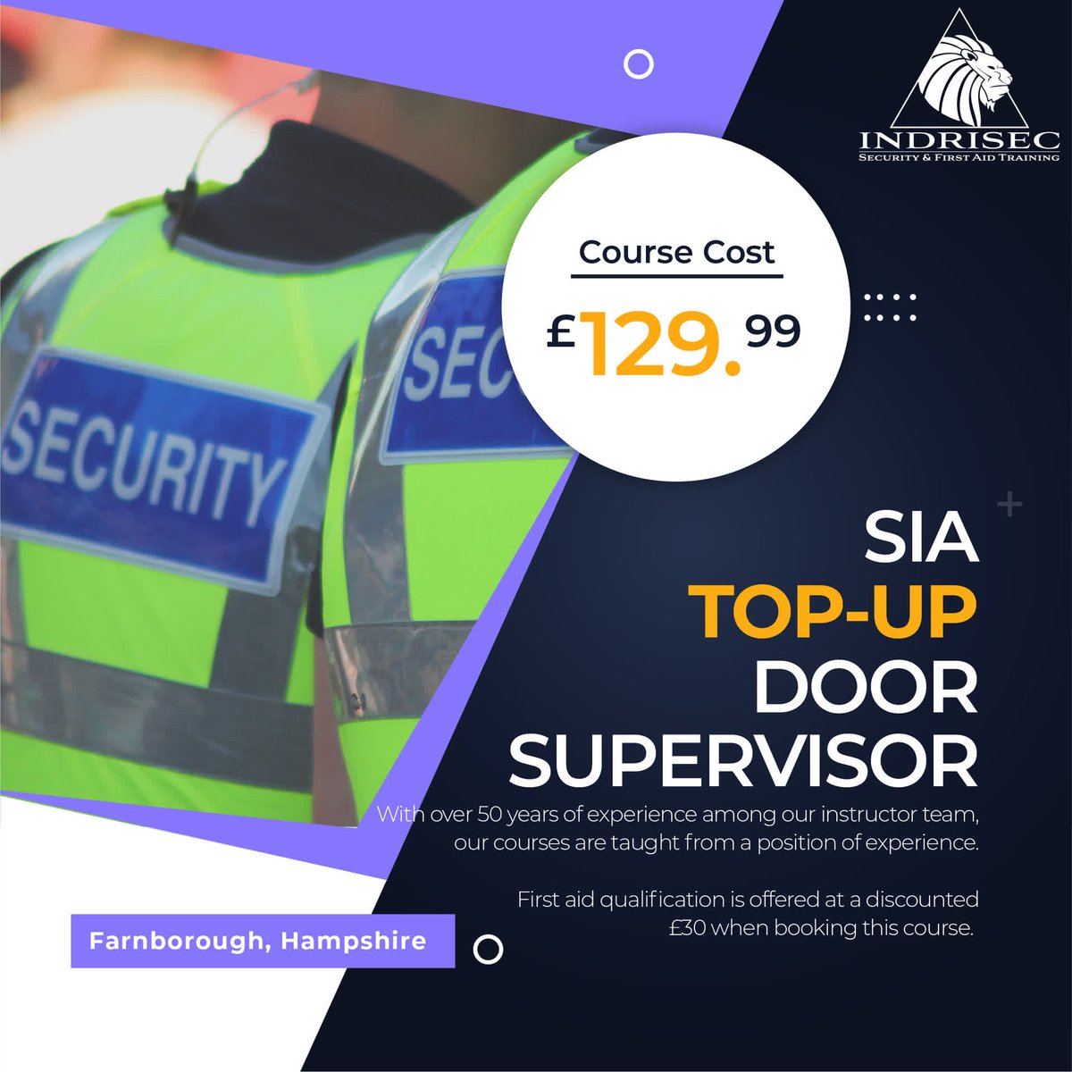 indrisec's tweet photo. Our courses are taught using 50+ years of security industry experience, and are becoming the preferred choice for local security providers. Visit https://t.co/sBUhS79jUX for info. #DoorSupervisorTraining #CCTV #CloseProtectionTraining #SecurityIndustryAuthority... https://t.co/EhjCOB2OeK
