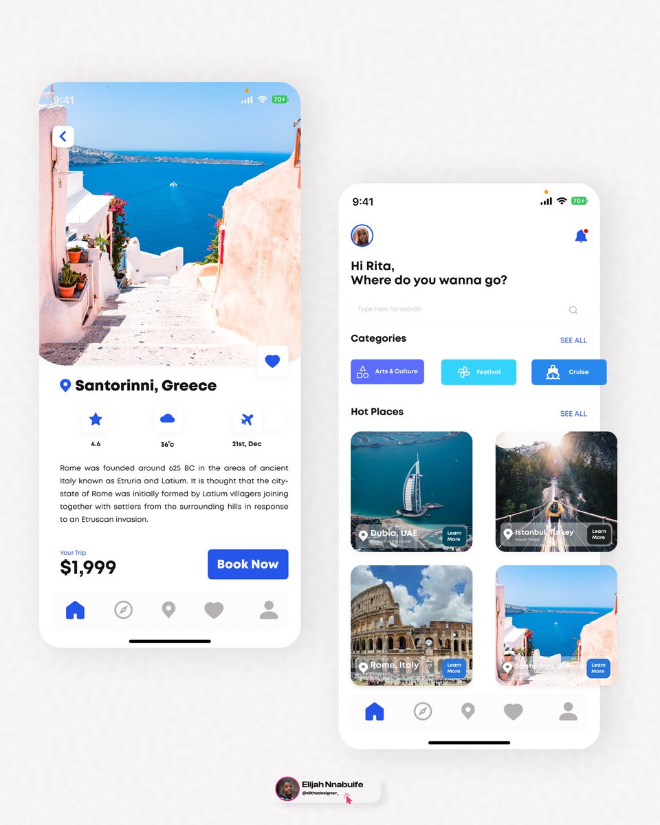 UI/UX Design | Travel App UI

Need Design Projects Completed? Send me a DM! 

#uidesign #userinterface #uxdesign #travelapp #cleanui #design #figma