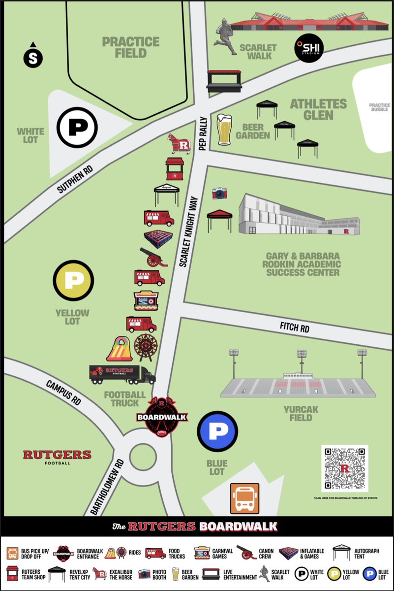 RUboardwalk's tweet photo. The Rutgers Boardwalk opens at noon today at Scarlet Knight Way🎡

12p: Boardwalk Opens🎪
1:15p: Parade 🥁🎷
1:30p: Pep Rally 💪
1:45p: Team Arrival 🏈
2:00p: Gates Open 🏟 

#CHOP | 🪓 | #GoRU https://t.co/h3EqDswkT2