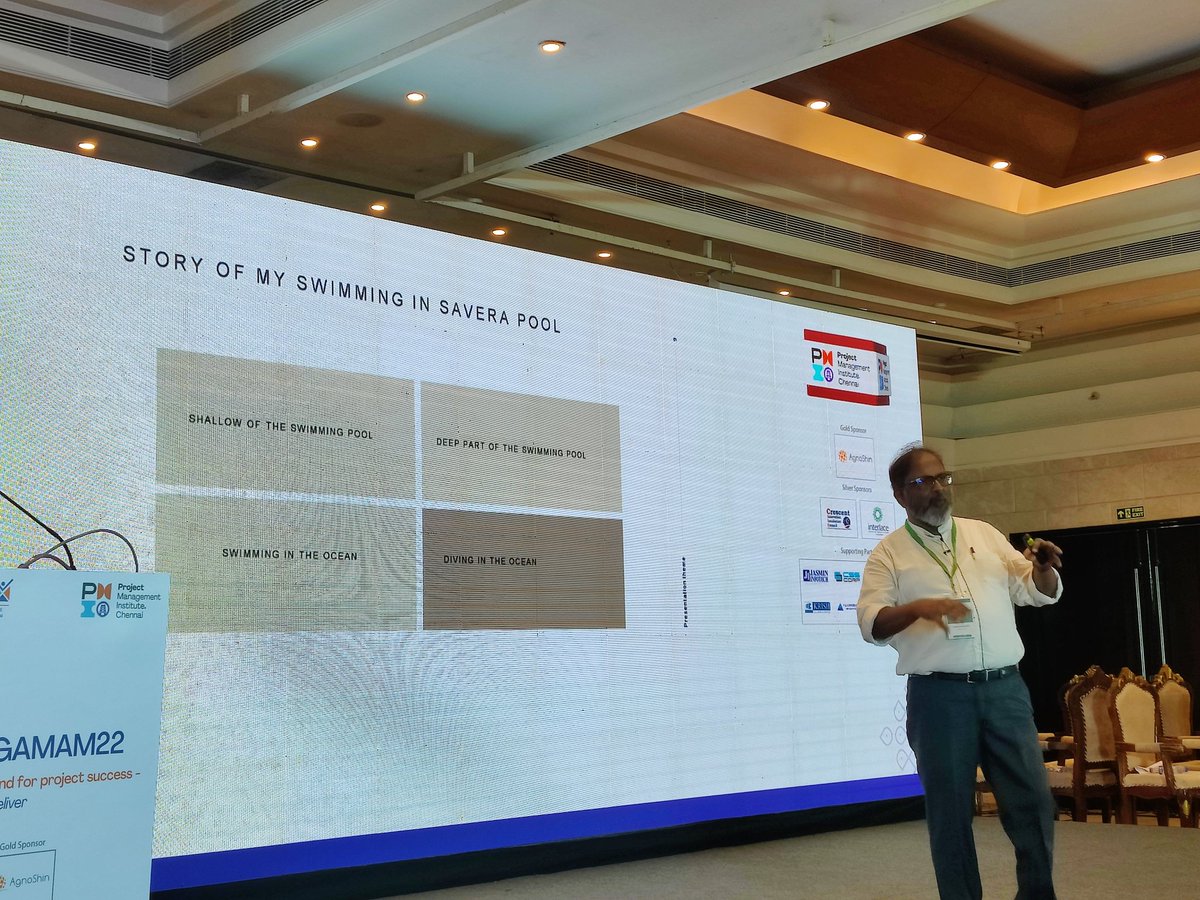 Benedict Gnanaiah providing an example of "Story of my Swimming in Savera pool" in the session 
Web 3.0 - To surf or drive?
#Sangamam22 <a href="/KarthikPMO/">Karthik Ramamurthy</a> #PMICHENNAI <a href="/BenedictGnaniah/">Ask The Turtle</a>