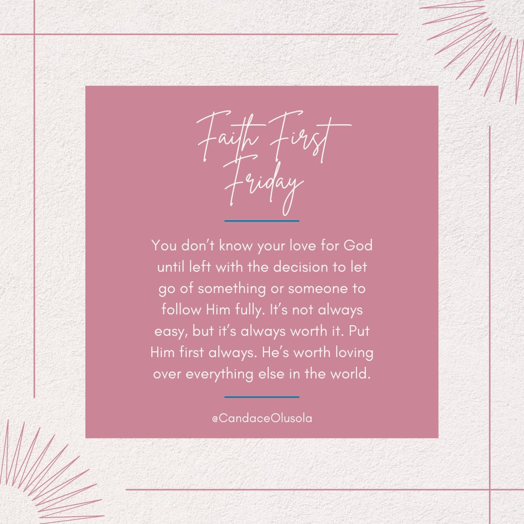 CandaceOlusola's tweet photo. To live for Christ enough to put Him 1st is to give many things up that you don’t want to. Your willingness &amp; motive to do (or not do) so reveals where you are in your love for God. Letting go of the world means leaving room for the goodness of God.

It’s completely worth it. https://t.co/FzwEvgKMrw