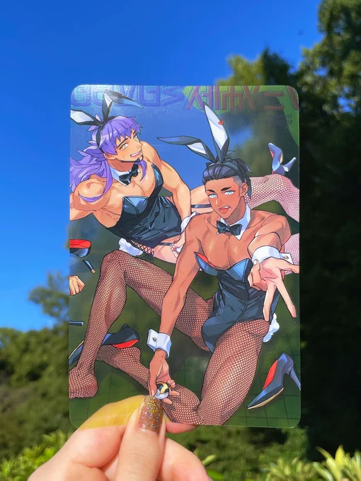 バニーダンキバのクリアポストカードを作ったので来週末のオルスタで無配します透けてて楽しいので遊んでやってください〜〜 