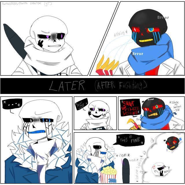 fanta_blog's tweet photo. Small comic |Remake|
 [ Second slide is old comic of small comic by instragram]
Error 404!sans ,hollow!ink and righteous!error belong to shadikal15/ vibeless15 (tumbrl)
Artbyme 
#alphatale #inksansau #errorsansau #alphaverse #error404sans #undertaleAU #Remake #sans #utmv #sansau https://t.co/EKz0AWuxJo