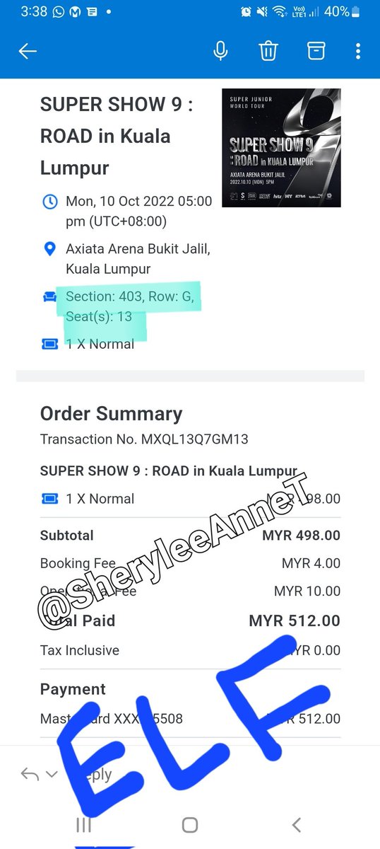 SheryleeAnneT's tweet photo. Hi, im WTS 
Reason: Got Desired Tickets
Section 403
Row G
Seat 14
Original price. Please DM if interested.
 #SS9inKL https://t.co/rXdiEnWLXt