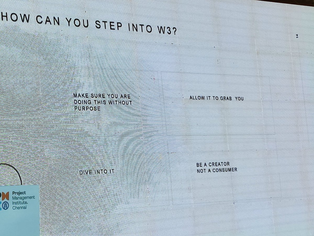 Allow it to grab you...Benedict Gnanaiah talking about how can you setup into 3.0
Web 3.0 - To surf or drive?
#Sangamam22 <a href="/KarthikPMO/">Karthik Ramamurthy</a> #PMICHENNAI <a href="/BenedictGnaniah/">Ask The Turtle</a>