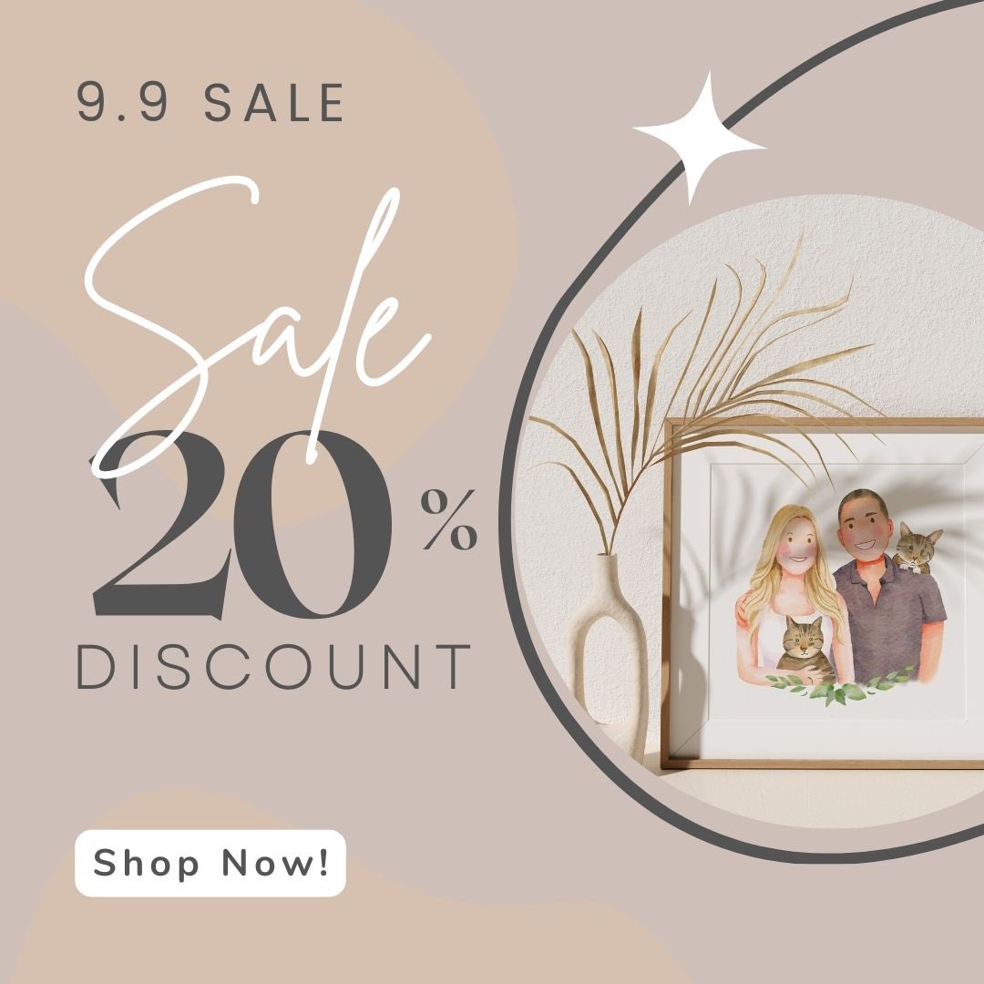 yukanart's tweet photo. 9.9 SALE โผ๏ธ
Get your custom portrait with a special discount on @Etsy ๐งก
Only from September 9-16, 2022
Shop now : https://t.co/6NgUXbIXyi
#Etsy #etsysale #Etsyseller #etsystores #Etsysmallshop #etsygifts #etsystoreowner #customportrait https://t.co/gmGqNNyPns