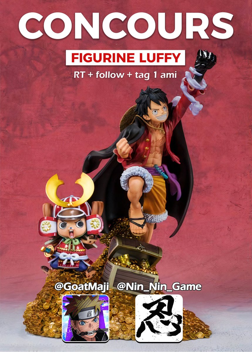 Maji_FR's tweet photo. GROS CONCOURS MANGA ONE PIECE 🔥

Tente de gagner cette INCROYABLE figurine de Luffy et Chopper (créée sur l'illustration d'Oda à l'occasion du World Top 100) ! 🏴‍☠️

Pour participer  :
❤️ Follow @GoatMaji &amp; @Nin_Nin_Game
🔁 RT le post
✍️ Tag un ami https://t.co/usJU3SKx3r