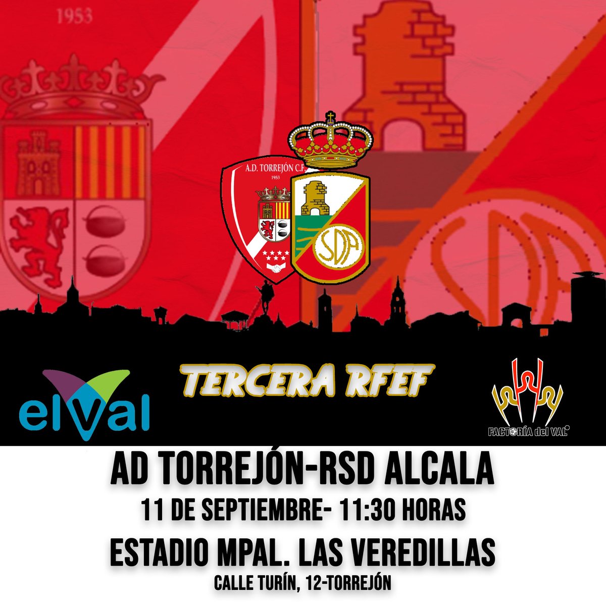 rsda_oficial's tweet photo. ⚽🇮🇩TERCERA RFEF 

Comienza la liga y lo hacemos con un derbi. Os queremos a todos en Torrejón para empujar al equipo

⚔️ @AdTorrejoncf 
🏟 Las Veredillas
📅 11/09
⏰ 11:30

#TuEquipo #TuCiudad https://t.co/33APULa1To