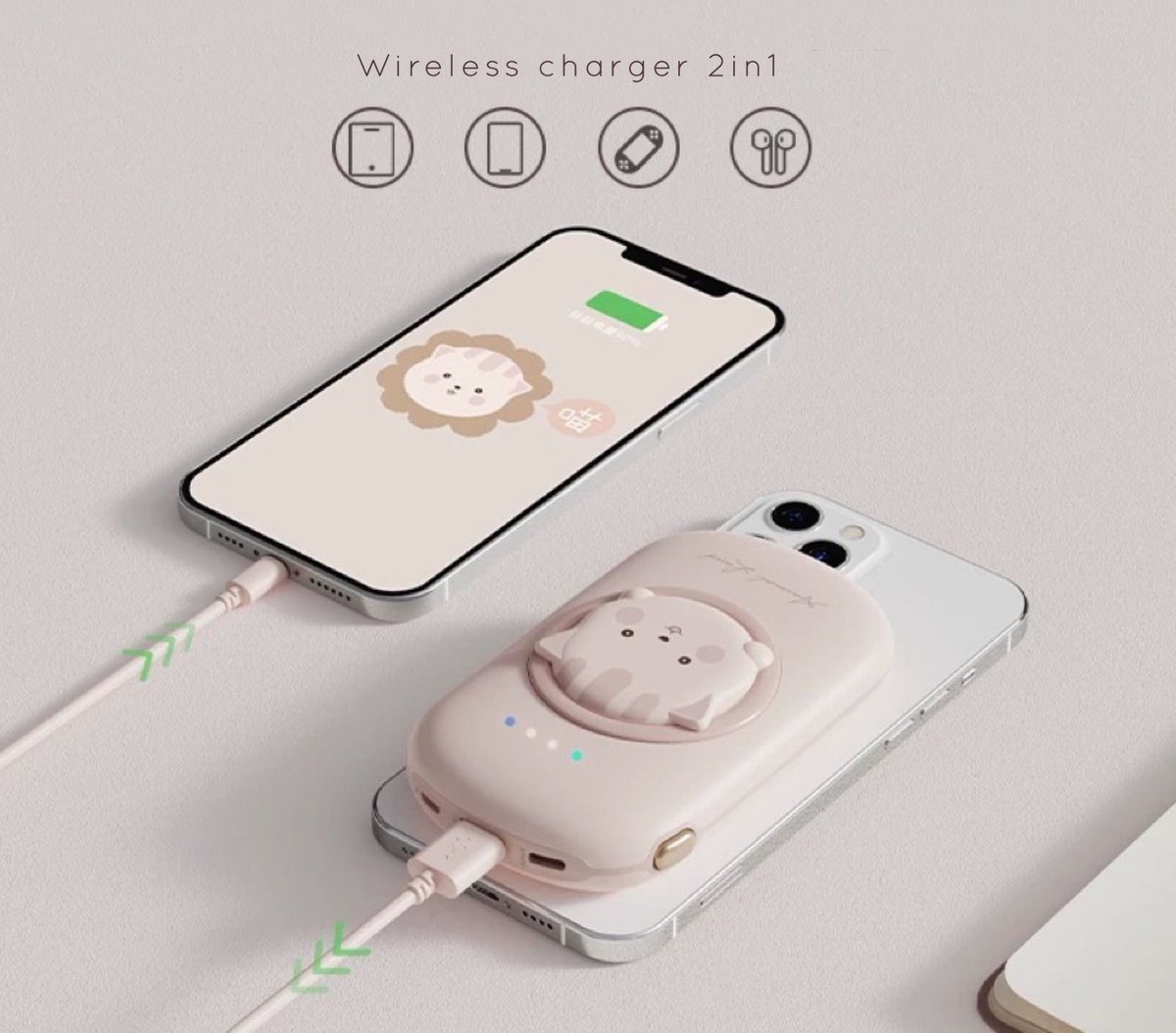 cherrypop012's tweet photo. เจอน้อง wireless charger แบบนี้น่ารักจิงงงงง แบตจุ 10000mAh ชาร์จวนไปสามรอบ ชาร์จแบบไร้สายได้เลยสะดวกมาก มีทั้ง usb และ type-c ให้ด้วย หรือจะชาร์จสองเครื่องพร้อมกันก็รอด เริ่ด พกพาก็ง่าย ◡̈🤍💭 https://t.co/ITP2GkFa7H