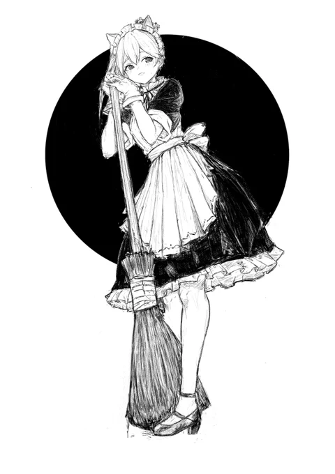 Maid with practice😖
#絵描きさんと繋がりたい 
#イラスト 
#絵 