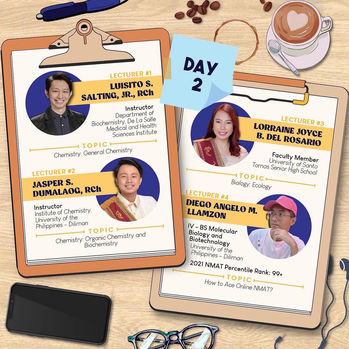 UPPMHS's tweet photo. Grab yourself a hot drink ☕️ and a dessert 🍰 because we can’t espresso how much we’ve been waiting for this! 🤩

Meet our lecturers, professors, and speakers for the NMAT Review 2022 &amp; Simulation Exam. (1/5) https://t.co/ldT4shAmmA