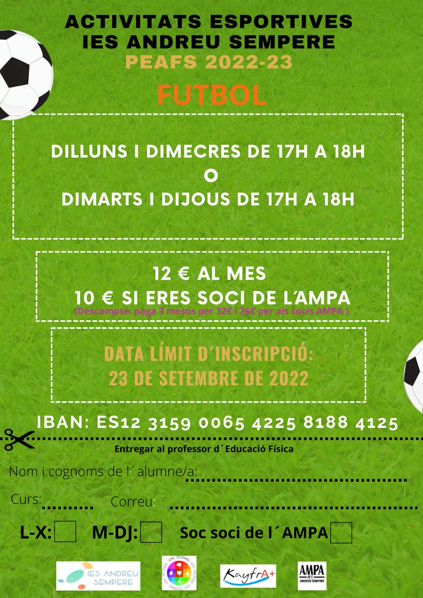 AmpaAndreu's tweet photo. Pegueu-li una ullada a aquestes activitats extraescolars i... apunteu-vos! https://t.co/qm6NHme7s0