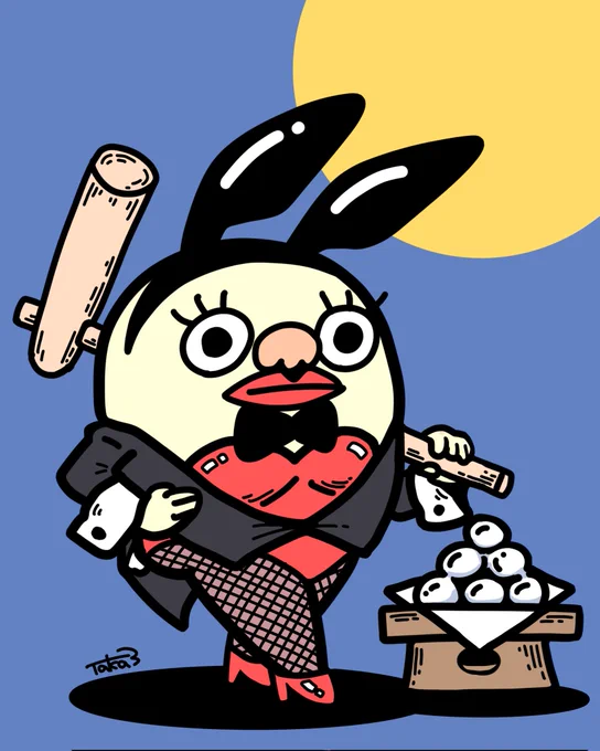 月が綺麗ですネ#雲で全然見えない#中秋の名月 #イラスト #illustration #character 