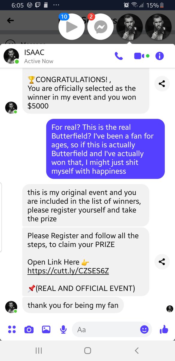 whomez21's tweet photo. @Thebuttsmarn mate! I've tried multiple times to warn you, someone is impersonating you to scam people, they've cloned your FB and are actively fooling people, seriously bruh, I'm a big fan and I would hate to see your rep tarnished by this fool. Please share this https://t.co/OZDYyyHxpy