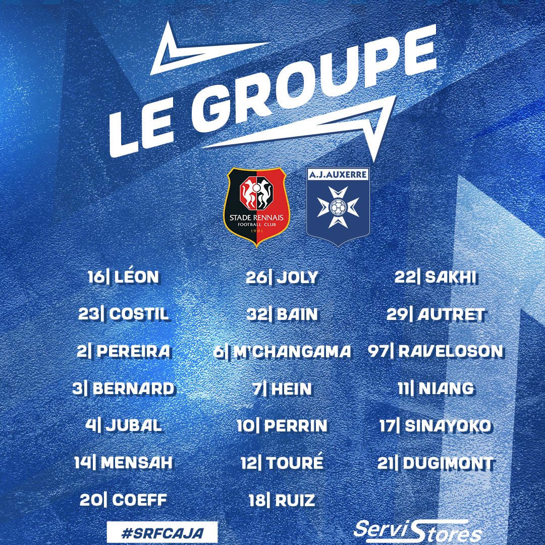 AJA's tweet photo. ✈️ 𝐋𝐞 𝐠𝐫𝐨𝐮𝐩𝐞 𝐚𝐮𝐱𝐞𝐫𝐫𝐨𝐢𝐬 🔵⚪️
Voici les 2⃣0⃣ joueurs retenus pour le déplacement sur la pelouse du @staderennais !
#TeamAJA #SRFCAJA https://t.co/wkCnD7CIbh