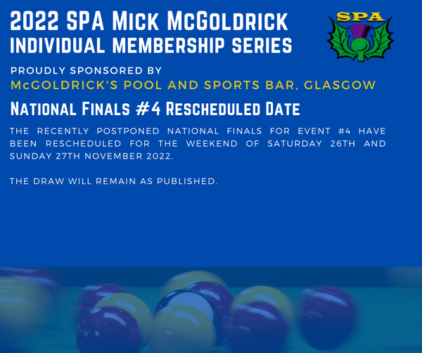scottish8ball's tweet photo. The Scottish Pool Association Individual Membership Event 4 has been rescheduled for the weekend of Saturday 26th and Sunday 27th November 2022.
#blackballpool #8ball #pool
#SPA #Scotland https://t.co/doHVk5EYR5