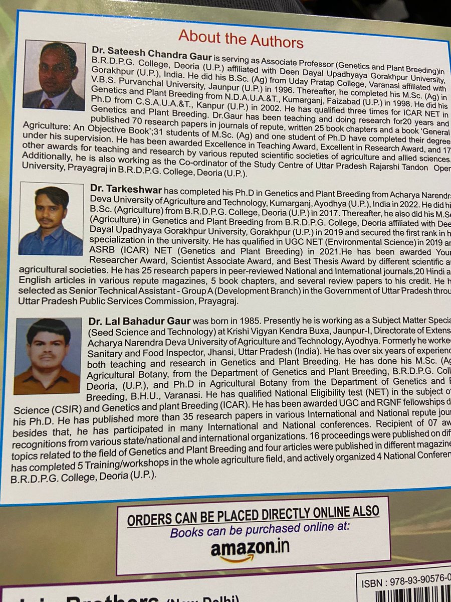 Tarkeshwar__K's tweet photo. My book Gist of Genetics (#GistOfGenetics) has been published for the students preparing for various agricultural or state universities exams in agriculture and allied sciences. Book is now available on Amazon and Flipkart. You can directly buy it from the link given below: 1/2 https://t.co/A8pqx8zSku