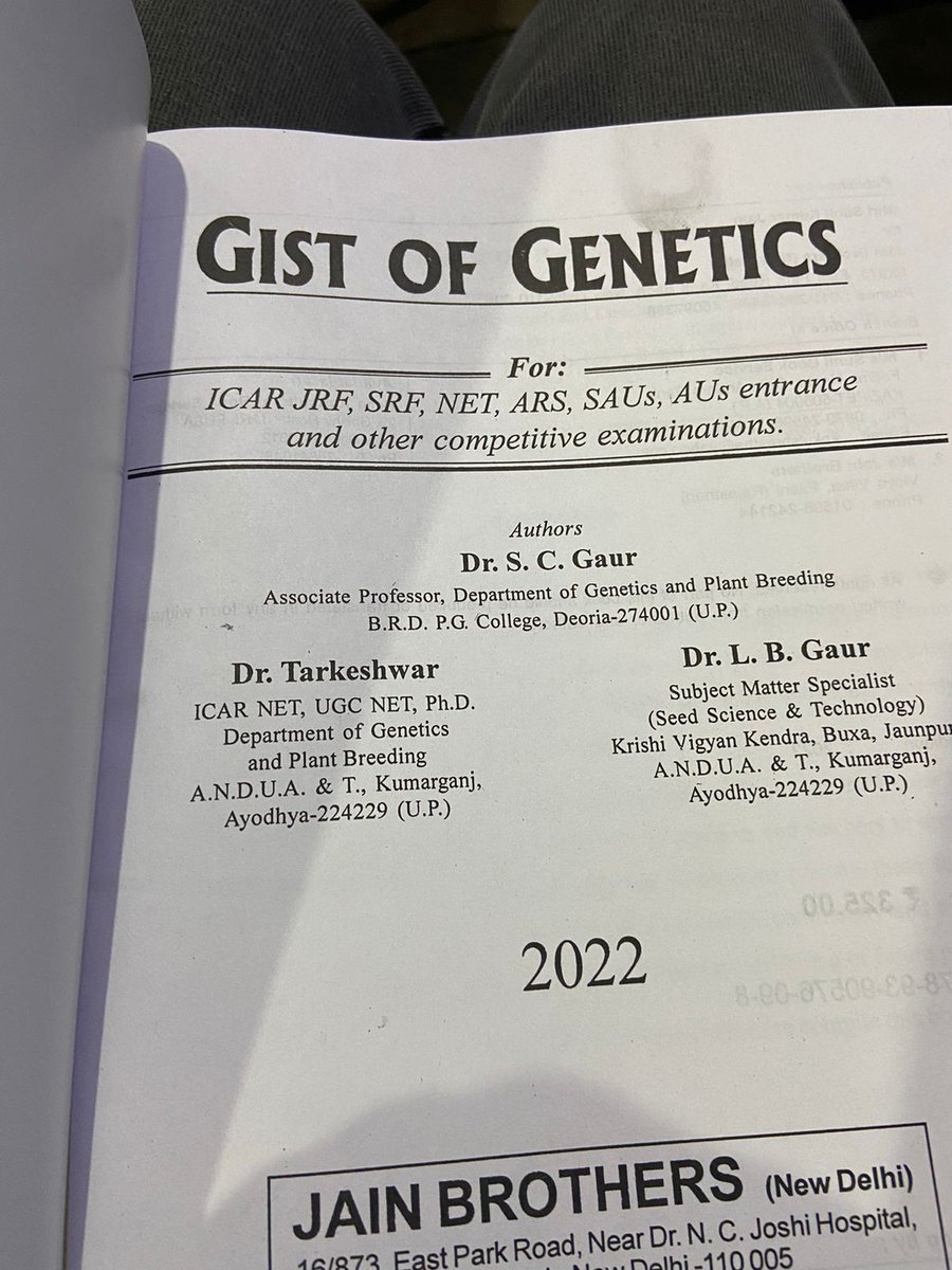 Tarkeshwar__K's tweet photo. My book Gist of Genetics (#GistOfGenetics) has been published for the students preparing for various agricultural or state universities exams in agriculture and allied sciences. Book is now available on Amazon and Flipkart. You can directly buy it from the link given below: 1/2 https://t.co/A8pqx8zSku