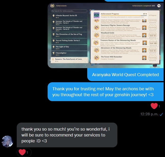 GregPiloting's tweet photo. #gregsproofs
- Sumeru Rainforest 100% Exploration;
- Aranyaka World Quest Completed;
Thank you so much for using my services! ♡
May the archons be with you throughout your genshin journey!!♡♡ https://t.co/ZyFLIfpmVu