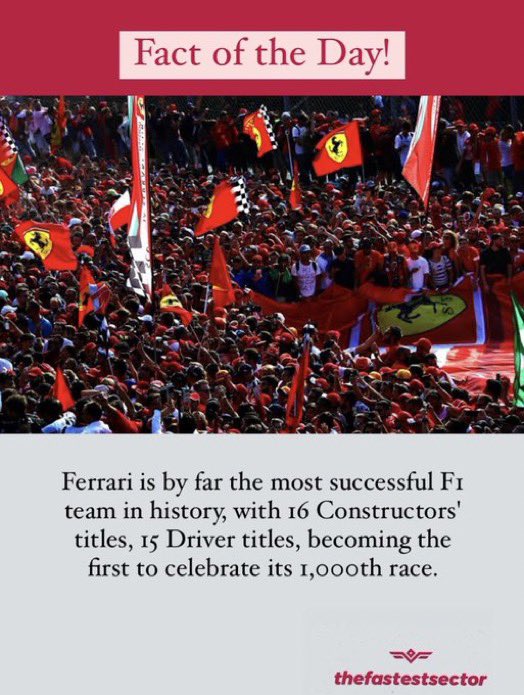 _TFSofficial's tweet photo. Here it is!
#Factoftheday #F1fact #F1stat #F1 #Formula1 #Ferrari https://t.co/S3U4zZlqJg