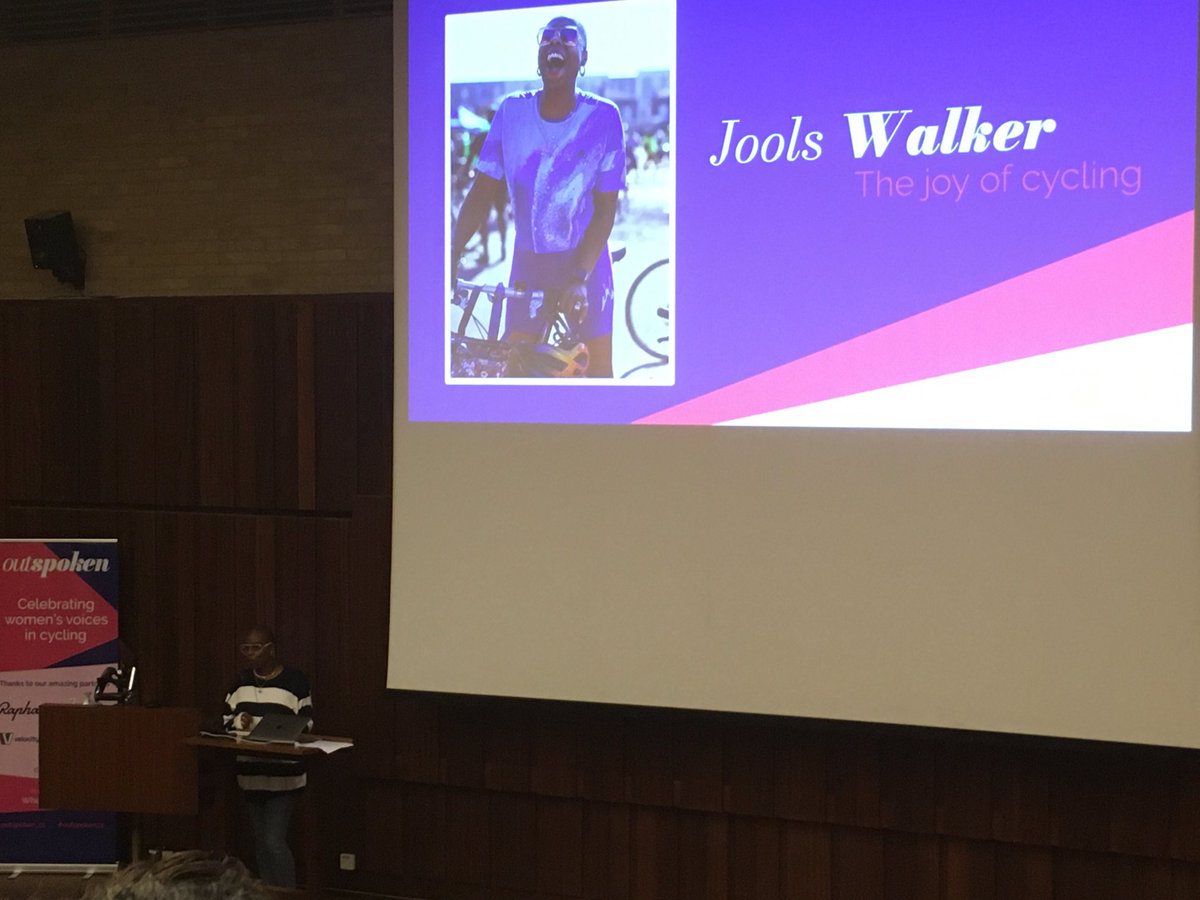 #outspoken22 Jools Walker giving us all joy with her joyful stories of cycling. “Joy is an act of resistance.”