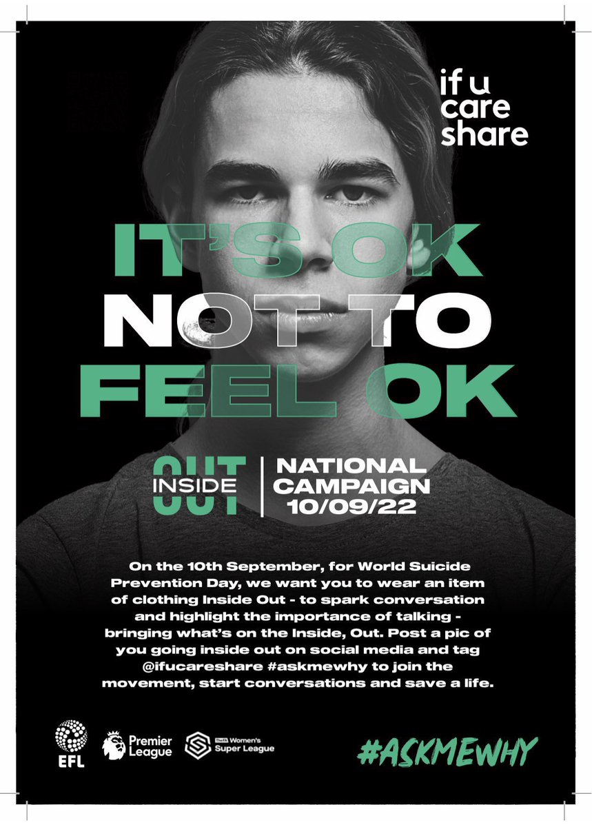 NBFC_Official's tweet photo. This weekend @IFUCARESHARE are running their annual #InsideOut Campaign to help raise awareness of suicide prevention and mental health awareness. We as a club are firmly behind this Campaign and the work they do.
Read more at: https://t.co/76Hl9mYadn
#AskMeWhy #GoInsideOut2022 https://t.co/pAEGXCnVag