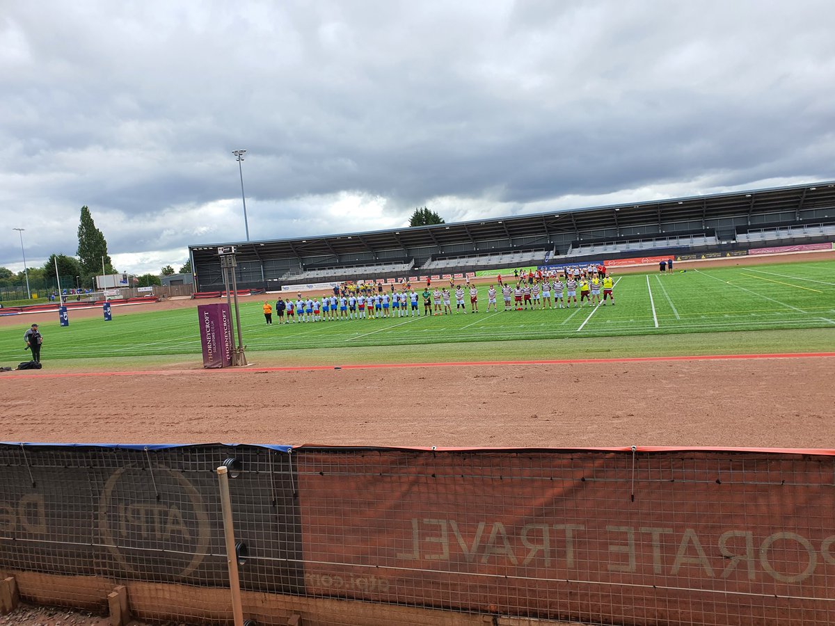 It's <a href="/WTComFoundation/">Wakefield Trinity Community Foundation</a> v <a href="/WiganWarriorsCF/">Wigan Warriors Community Foundation 🍒⚪️</a> in the first semi-final at the PDRL Finals day.