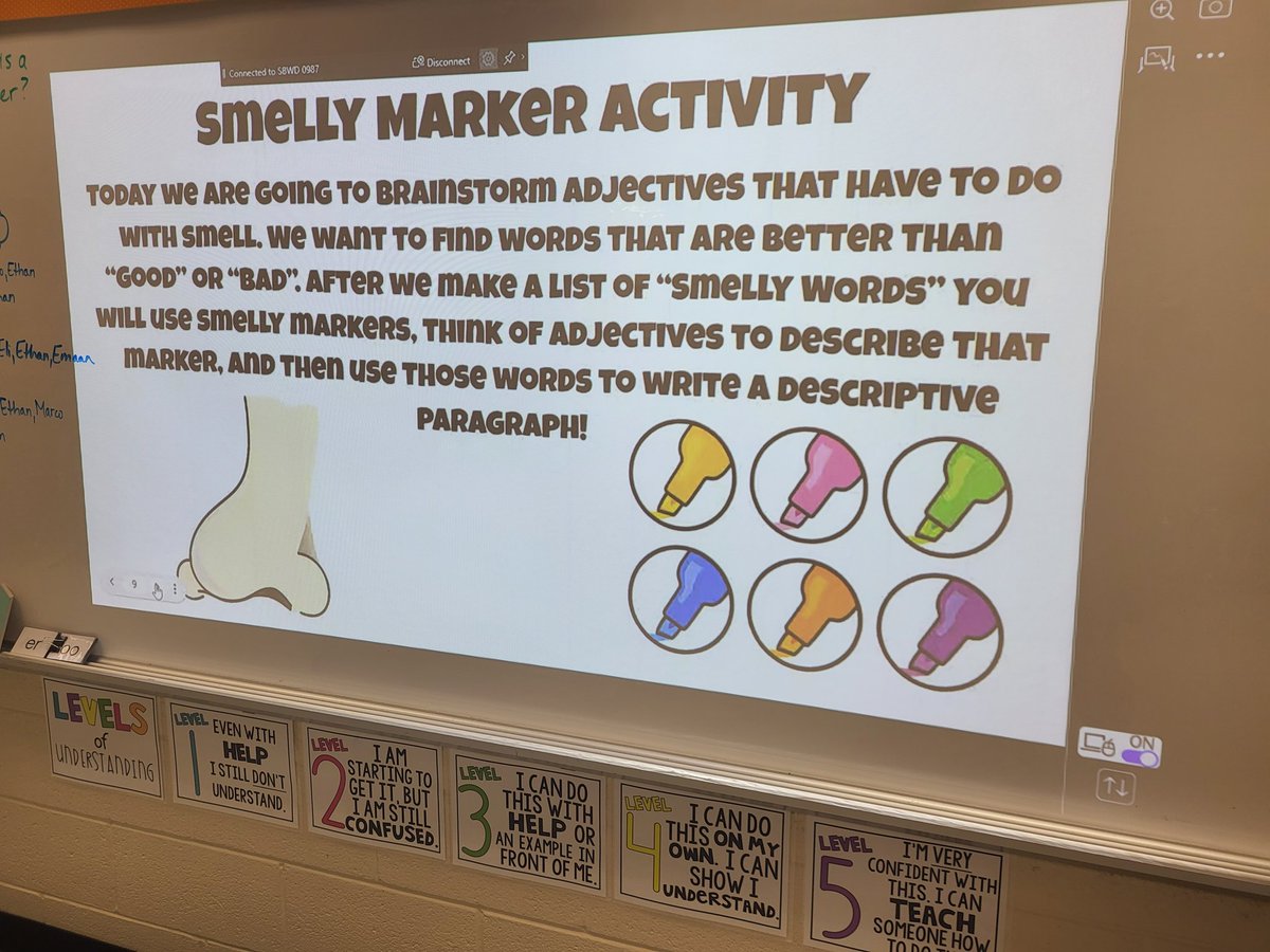 CubRunWillis's tweet photo. Using smelly markers to review adjectives and how to write descriptive paragraphs https://t.co/J6bJE2nLic