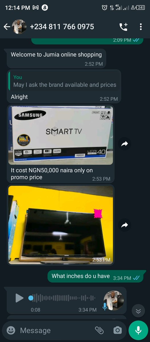 DRock_P's tweet photo. Please is this JUMIA company account? 
This man want to sell SAMSUNG Smart TV (40 inches) @ 50k.

YOU'RE PAYING DIRECTLY INTO THE JUMIA COMPANY ACCOUNT.

ACCOUNT NAME: JUMIA PAY

ACCOUNT NUMBER: 9029321755
 
BANK NAME: PALM PAY 

KINDLY SEND US A COPY OR SCREENSHOT. https://t.co/BKpp3NQBHR