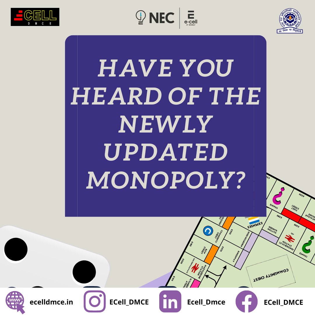 Ecell_DMCE's tweet photo. We've got something brewing!
Tune in with us to know more...⏳

#Duopoly #duopolysimplified #duopolygame #ecell #ecelliitbombay #ecelldmce #ecellineverycollege #nec #nececelliitbombay #necineverycollge #icebreaking #motivation #competition #iitbombay #startup #startupseries https://t.co/kVemA3ZqIy