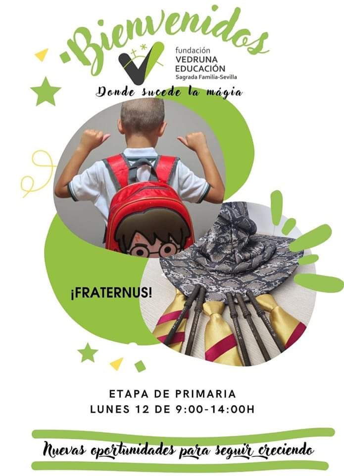 SagradaSevilla's tweet photo. Preparados para recibir a nuestro alumnado de Primaria🙌😍Iniciamos un nuevo curso con gran ilusión y con un precioso lema que nos invita a educar desde el afecto y la confianza: Educar la mirada desde la fraternidad para el servicio. #SerVedruna #GanasdeVeros #WeLcoMeBACkSChOoL https://t.co/twv3BbMQbM