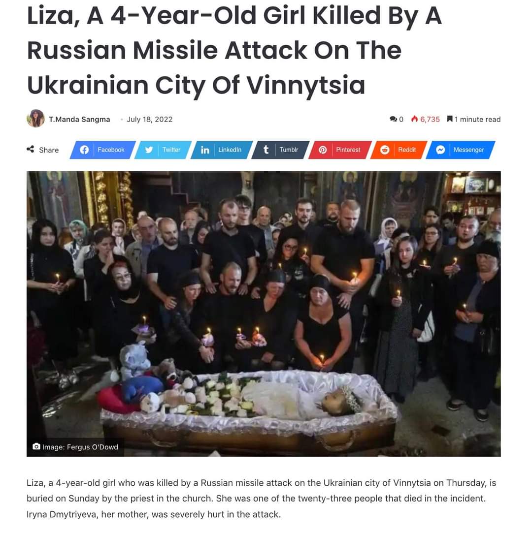 THorbachevska's tweet photo. People are mourning the death of Queen Elizabeth, here is a queen whose death I also mourn, a 4 year old special needs girl killed in a missile attack in Ukraine. Thousands of other Ukrainians who have been and continue to be slaughtered by russians, deserve our daily attention. https://t.co/8hCksqFnbC