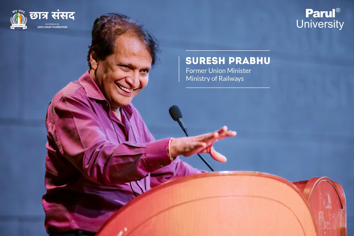 ParulUniversity's tweet photo. @sureshpprabhu , Former Union Minister, Ministry of Railways graced the coveted PU Talks stage. A do it all personality and a CA by profession, Mr. Prabhu is currently heading the National Cooperation Policy document.
#sureshprabhu #putalks https://t.co/UAibXux1Tx
