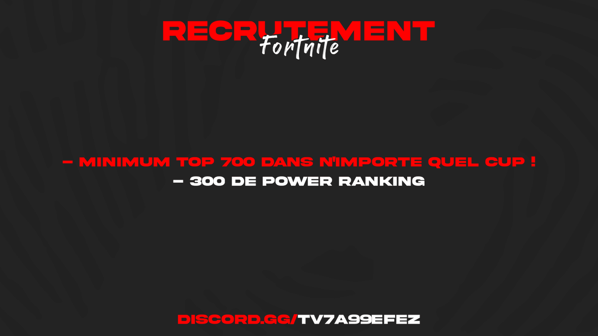 Fury_eSport_'s tweet photo. [#Recrutement] 

Nous sommes actuellement à la recherche de #joueur  pour nous accompagner :

🔫 Joueur Fortnite

Si vous êtes intéressé n'hésitez pas à venir sur notre serveur Discord. https://t.co/9YLMELwzSs