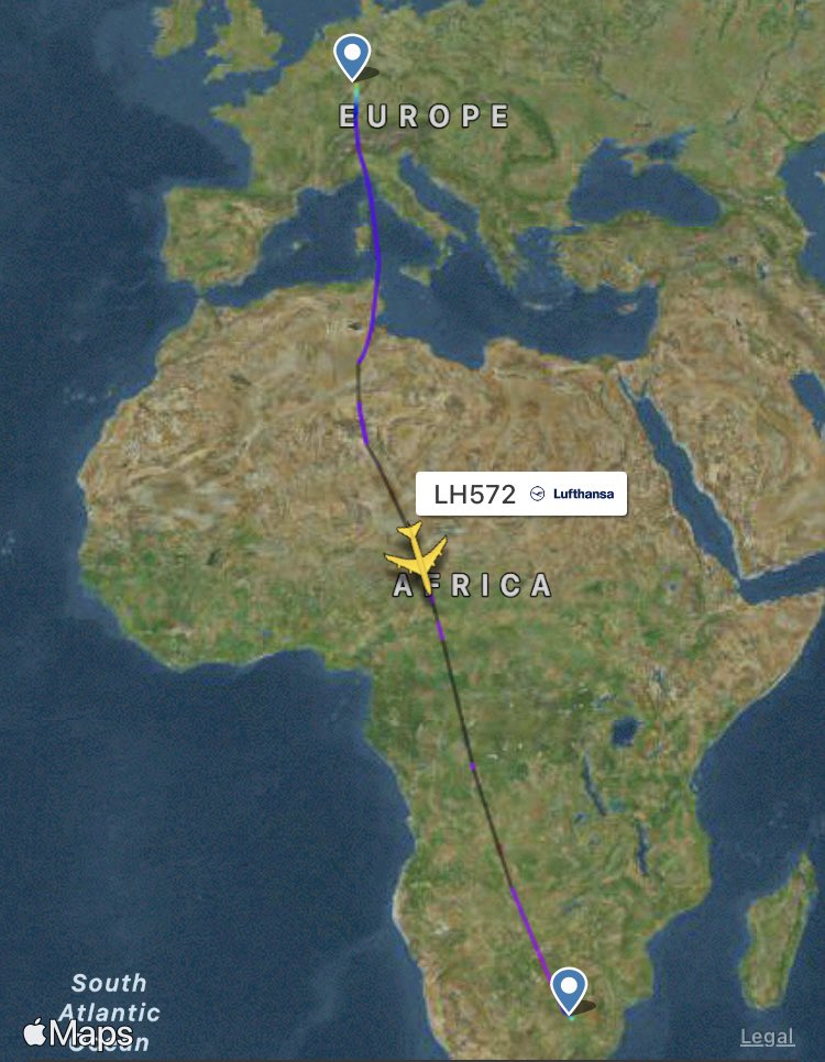 Info_Flyway's tweet photo. D-ABYG (Lufthansa #Boeing 747-830) came out of maintenance on the 8th September. It remained two week in maintenance in #Frankfurt (FRA).
Its first commercial since was between Frankfurt (FRA) and #Johannesburg (JNB).
#Lufthansa #DABYG #FlightRadar24 https://t.co/l7Vxwg6lME