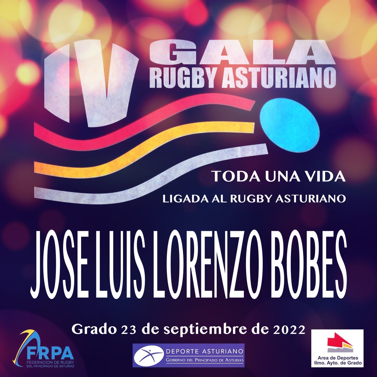 🔵🟡💫PREMIOS IV GALA RUGBY ASTURIANO💫🏆Toda una vida ligada al rugby asturiano⭐️JOSE LUIS LORENZO BOBES⭐️📆Entrega el 23 de septiembre 19:00 Polideportivo Municipal de Grado.‼️OS ESPERAMOS‼️#grado #grau #RugbyAsturias #dxtasturiano <a href="/PilierGradoRC/">Pilier Rugby Club</a> <a href="/dxtasturiano/">adnasturies</a>