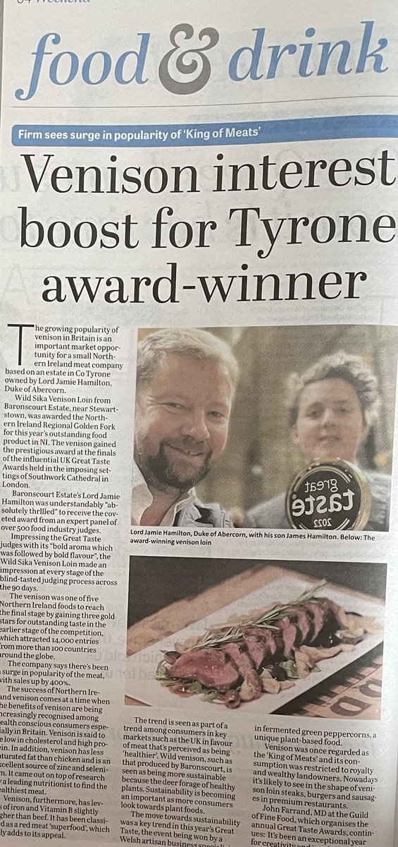 Sam Butler MBE (@dukeschomberg) on Twitter photo <a href="/news_letter/">Belfast News Letter</a> food I look at opportunities from trend towards venison for local award winner <a href="/AbercornEstate/">Baronscourt Estate</a> <a href="/guildoffinefood/">Guild of Fine Food</a> #lovelocalinnovation <a href="/news_letter/">Belfast News Letter</a> food I look at opportunities from trend towards venison for local award winner <a href="/AbercornEstate/">Baronscourt Estate</a> <a href="/guildoffinefood/">Guild of Fine Food</a> #lovelocalinnovation