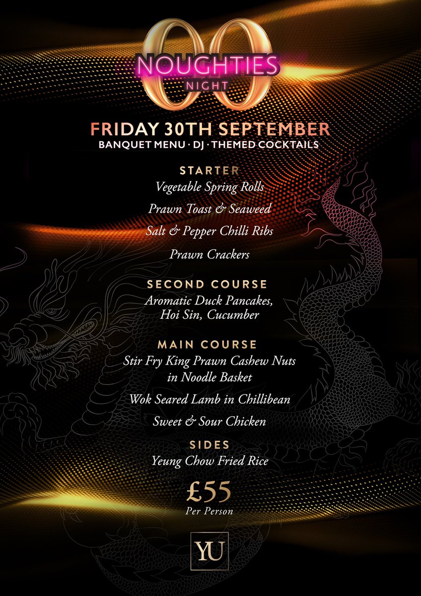 Friday 30th September noughties night at #yucopstergreen

#noughties #night #ribblevalley #lancashire #banquetmenu