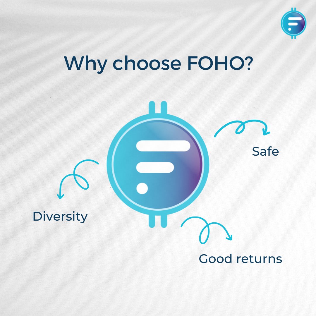 LetsFOHO's tweet photo. Why choose FOHO?
Safe - FOHO is secured by the blockchain and is backed by real estate across the world.
Good returns - Average returns on your Investment is 6 to 12%.
Diversity - You get a share of commercial and residential real estate across the world.
#LetsFOHO $FOHO https://t.co/7JP5cSP1f6