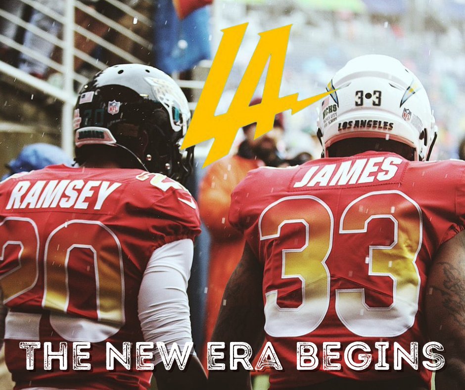 DestinyChargers's tweet photo. @DestinyChargers  S Derwin James is signing a 4-year extension averaging $19.1M per year making him the highest-paid Safety in NFL history. Along with that deal, the Chargers are trading 2 1st round picks &amp; Asante Samuels Jr to the Rams in exchange for Jalen Ramsey
#newerabegins https://t.co/y7hvzpHu7l