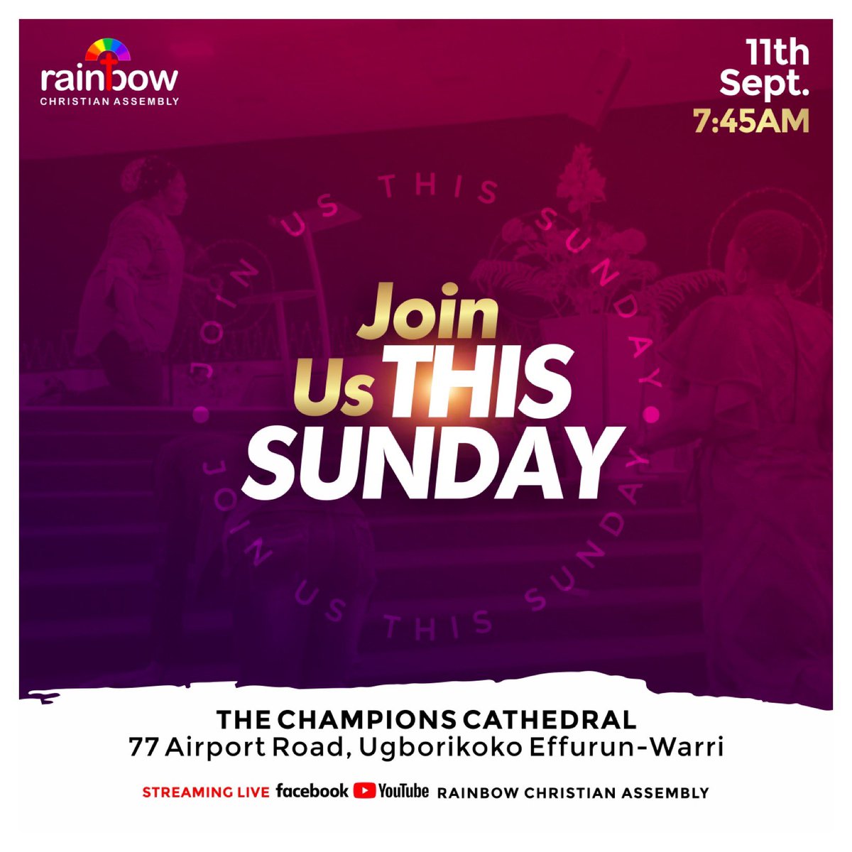 rcanigeria's tweet photo. Are you set for an appointment with destiny tomorrow? God likes to exceed your expectations, so get ready to receive more joy, victory, and favour as our Senior Pastors shares more profound insights from the pages of Scriptures.

SUNDAY 7:45am (In-person &amp; Online)

#RCAInvitesYou https://t.co/CWseW3ux4w